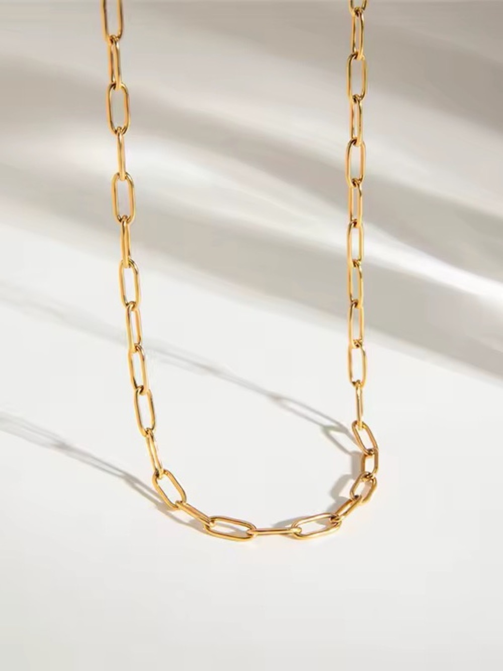 18K Gold Plated Paperclip Chain Neclace - Picture 3 of 6